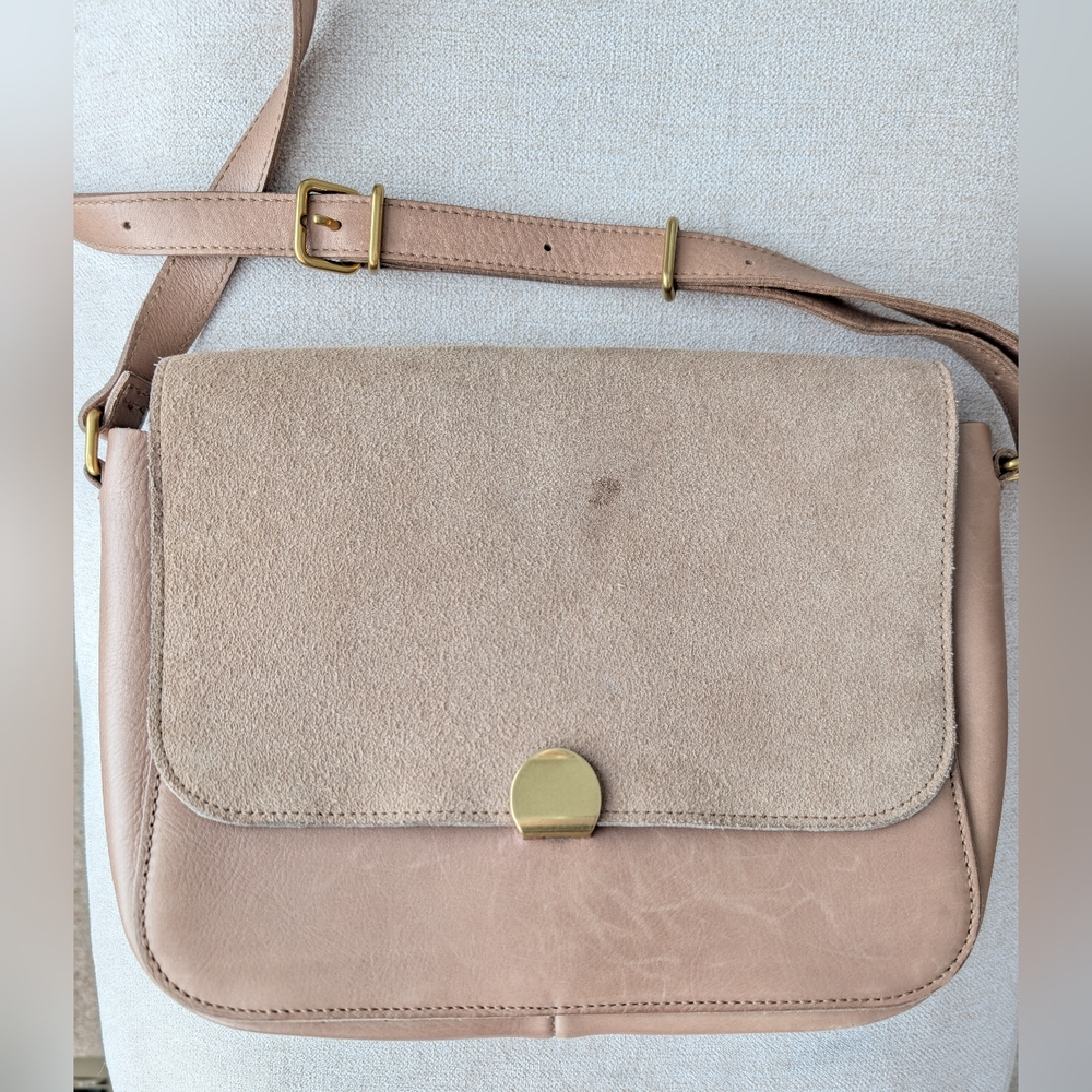 Madewell The Abroad Convertible Crossbody Bag in Tan/Brown Suede & Leather